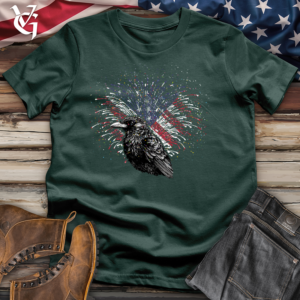 Viking Goods Raven Watching Fireworks Cotton Tee Forest / L