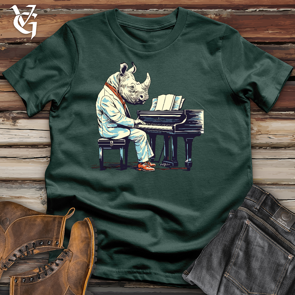 Viking Goods Rhinoceros Playing Piano Cotton Tee Forest / L