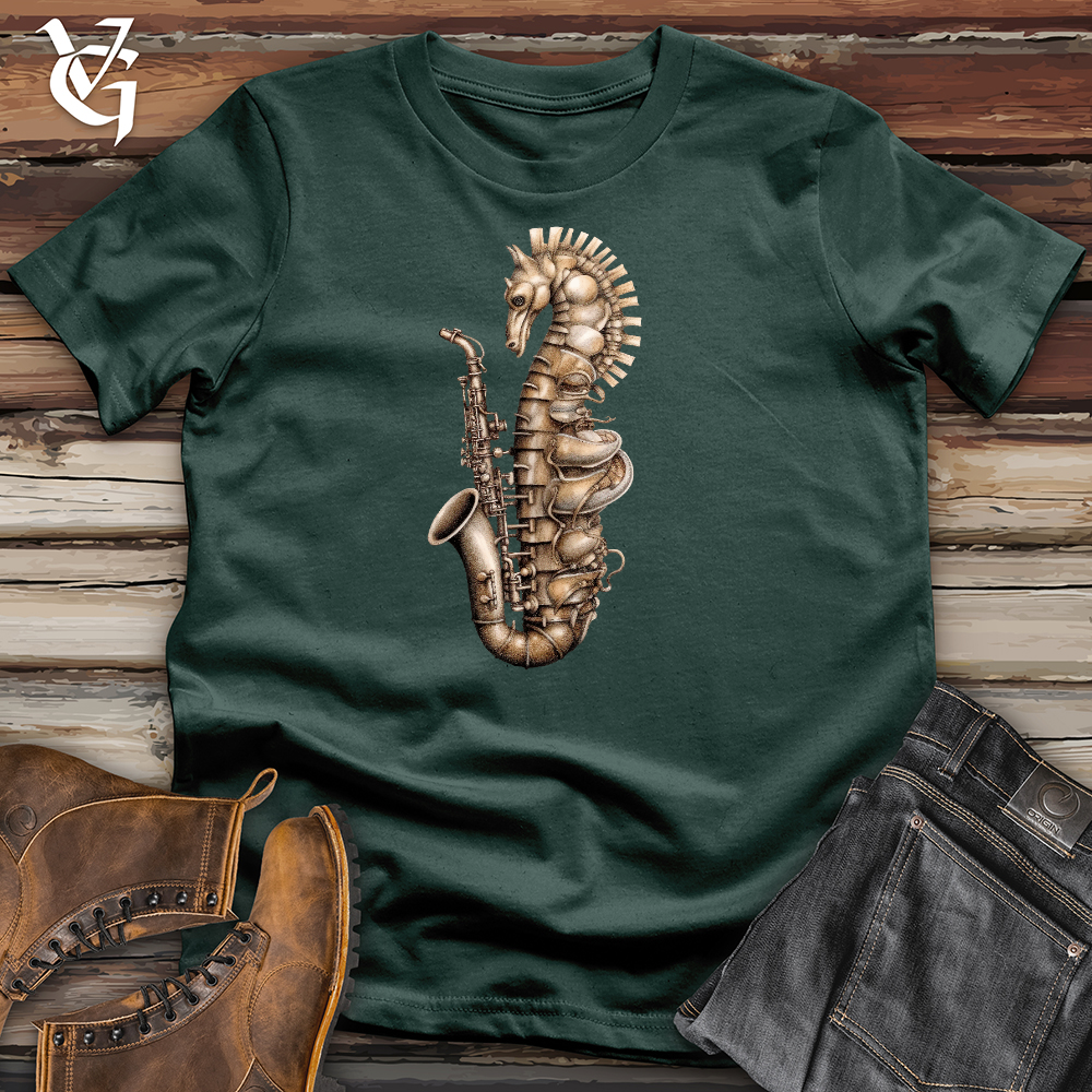 Viking Goods Seahorse Saxophone Cotton Tee Forest / L