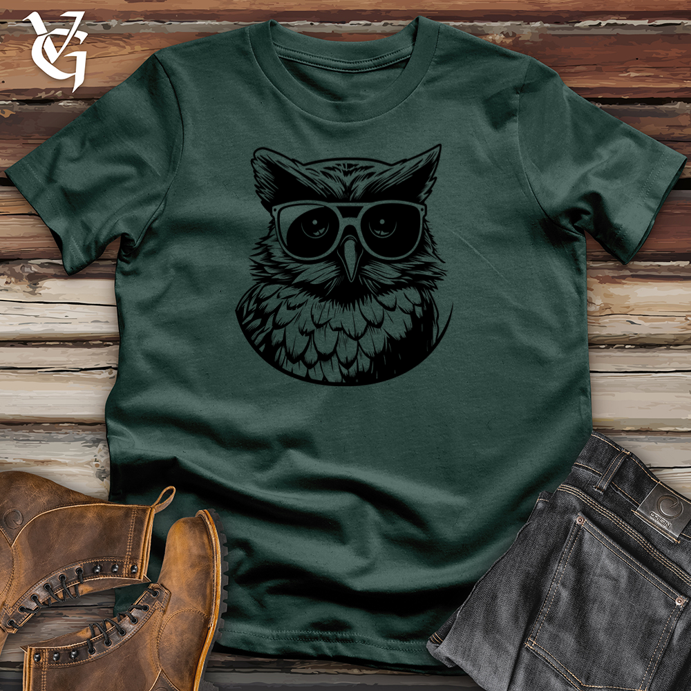 Viking Goods Skateboard Owl Cool Cotton Tee Forest / L