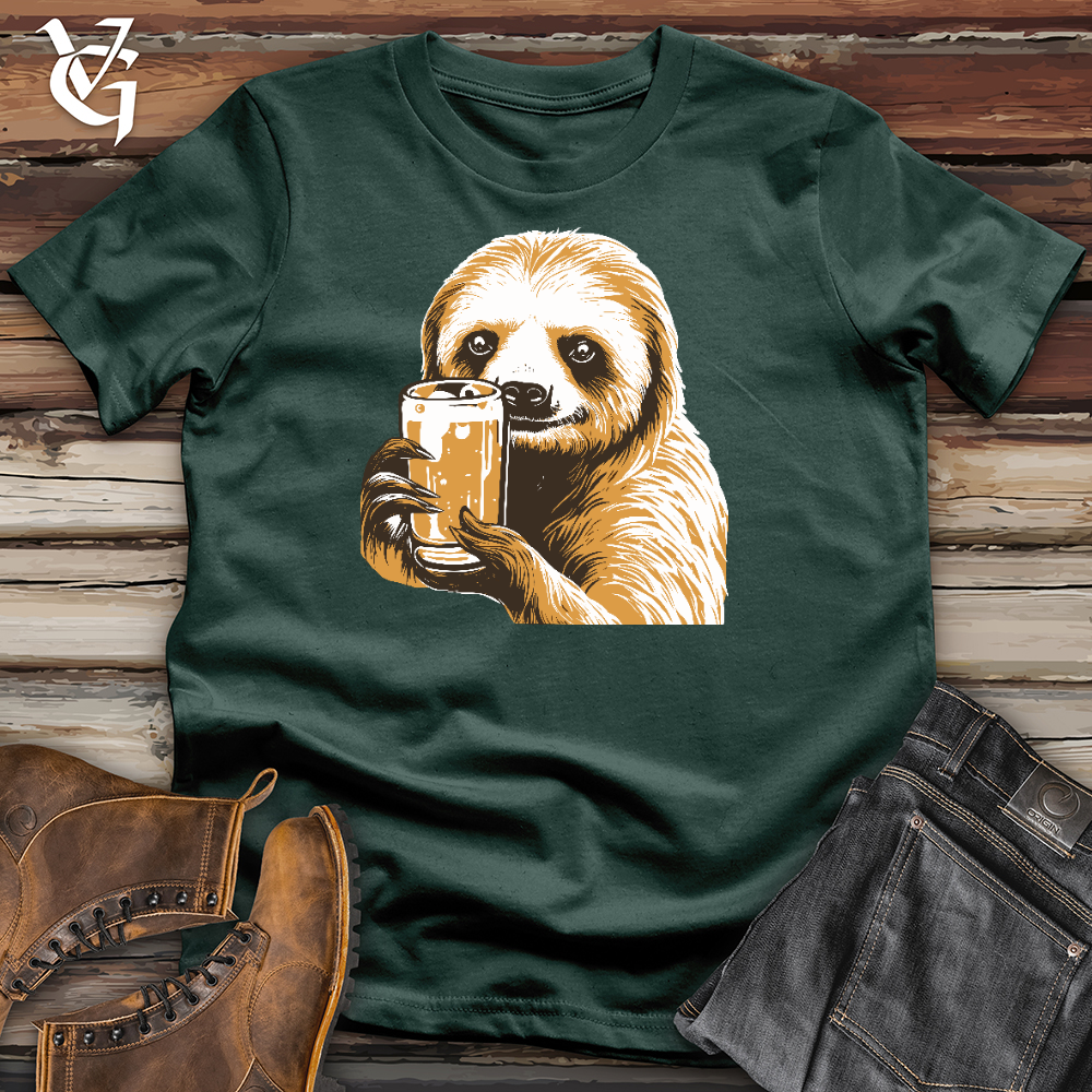 Viking Goods Sloth Drinking Cotton Tee Forest / L