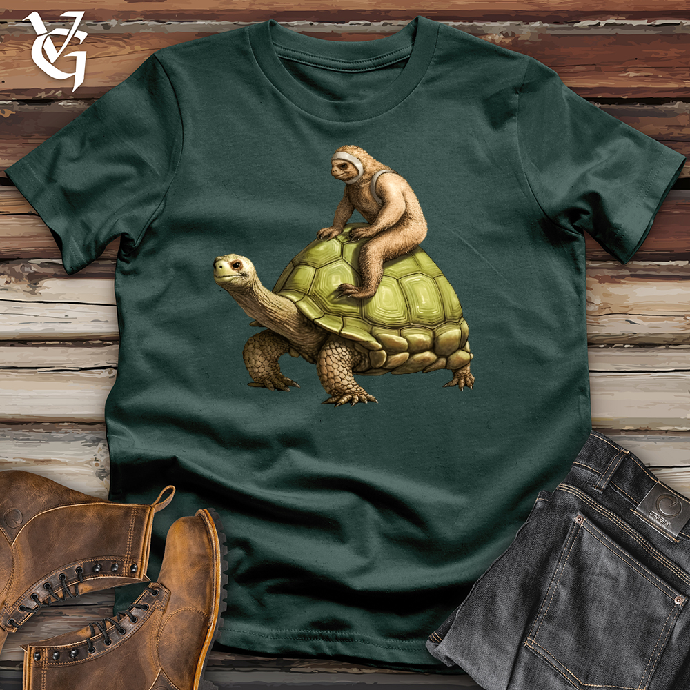 Viking Goods Sloth Riding The Turtle Cotton Tee Forest / L