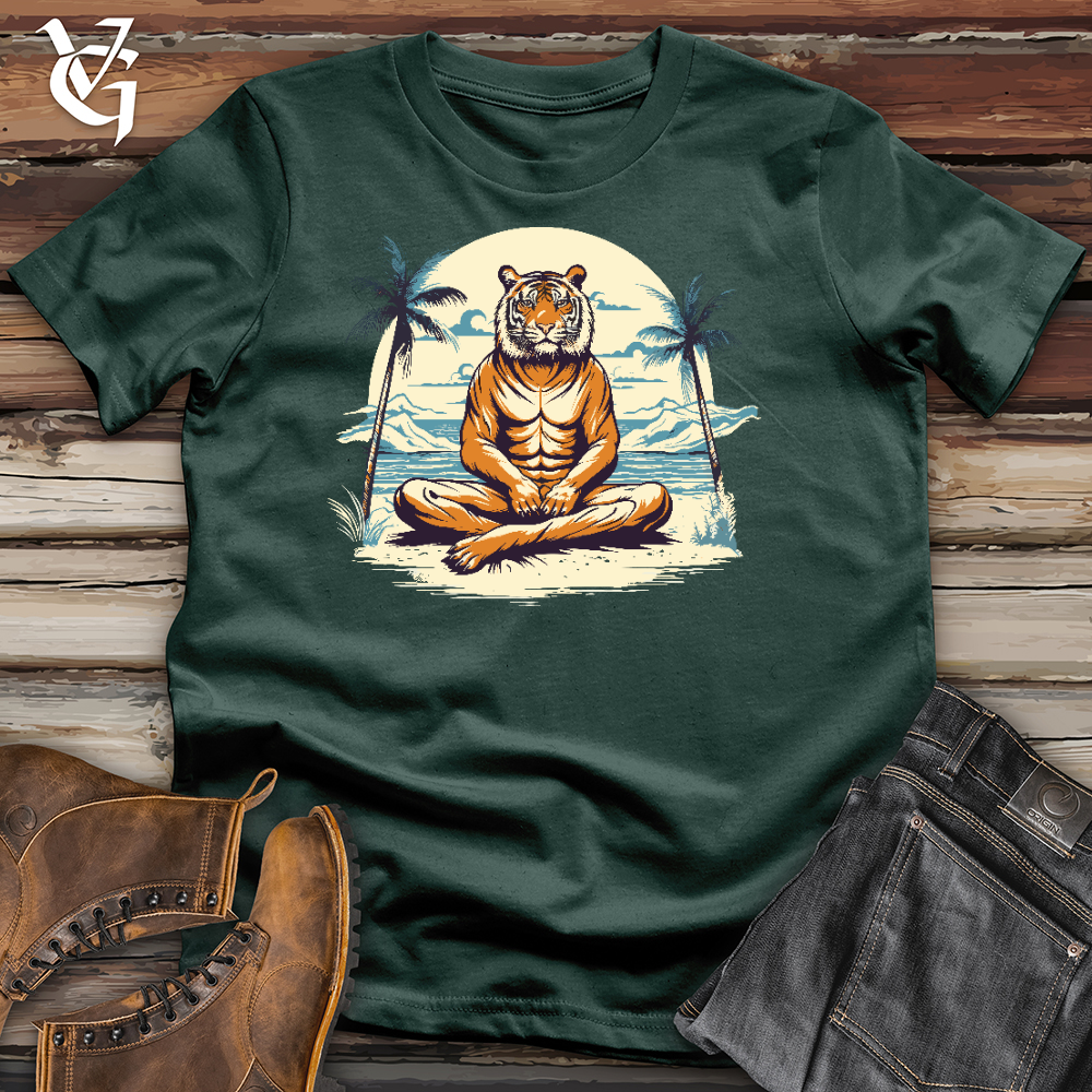 Viking Goods Tiger Doing Yoga Cotton Tee Forest / L