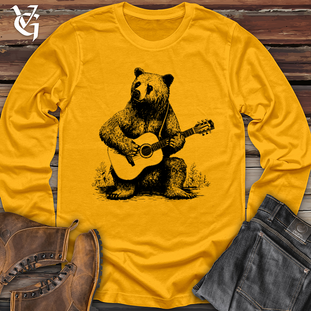 Viking Goods Bear Guitarist Long Sleeve Gold / L