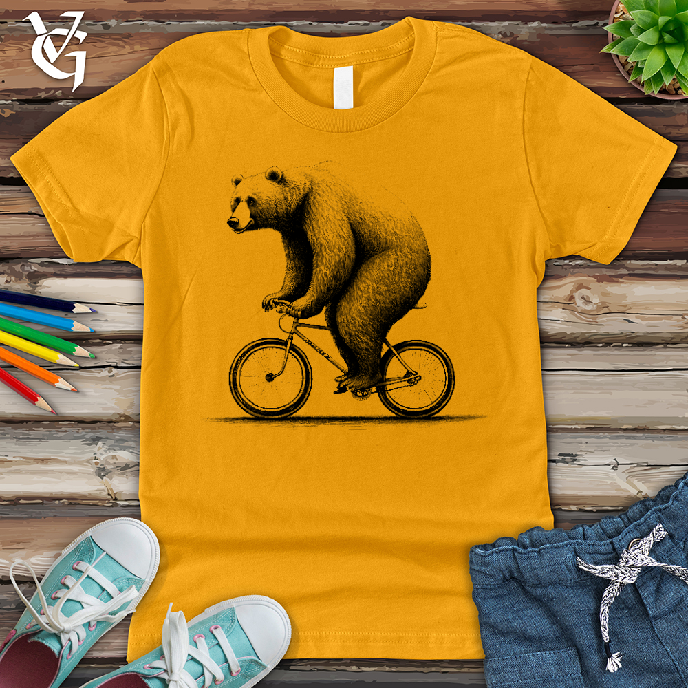 Viking Goods Bear Riding Bike Youth Tee Gold / L