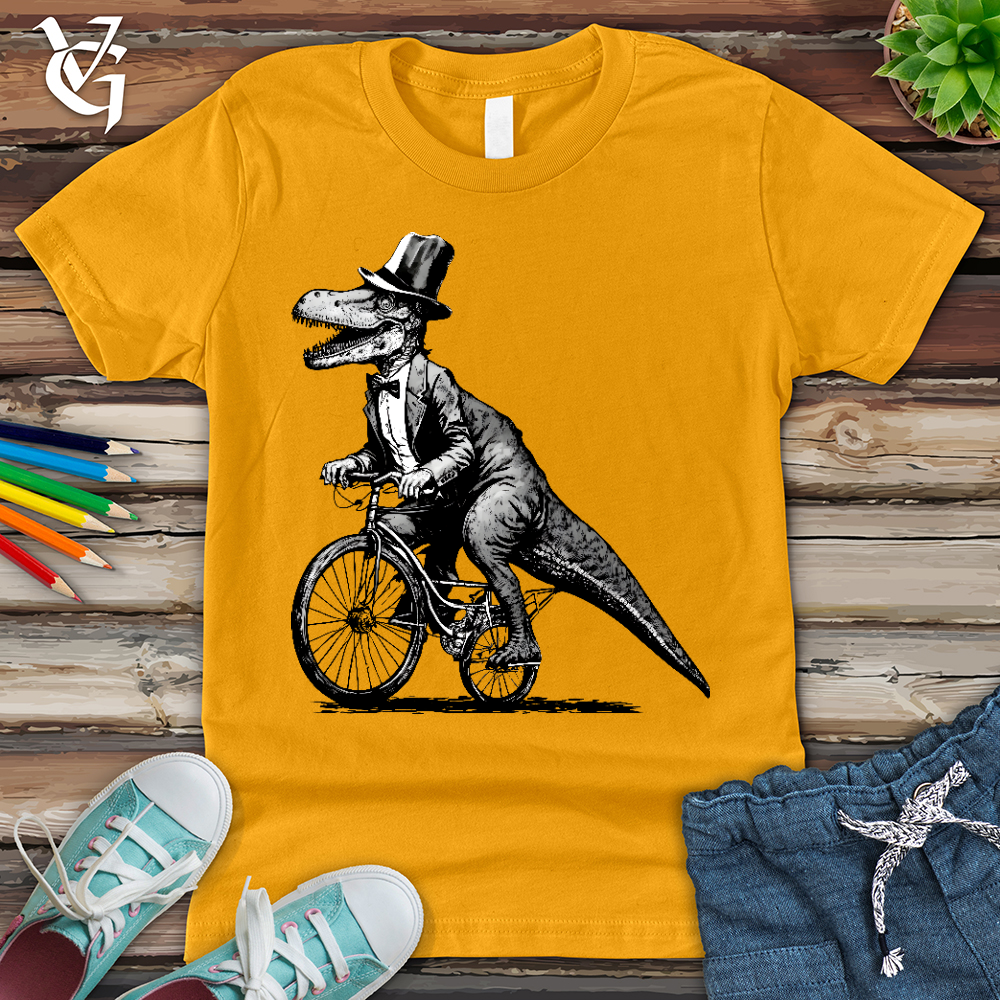 Viking Goods Dinosaur Riding a Bike Youth Tee Gold / L