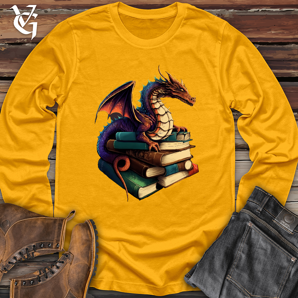 Viking Goods Dragon Book Hoarder Long Sleeve Gold / L