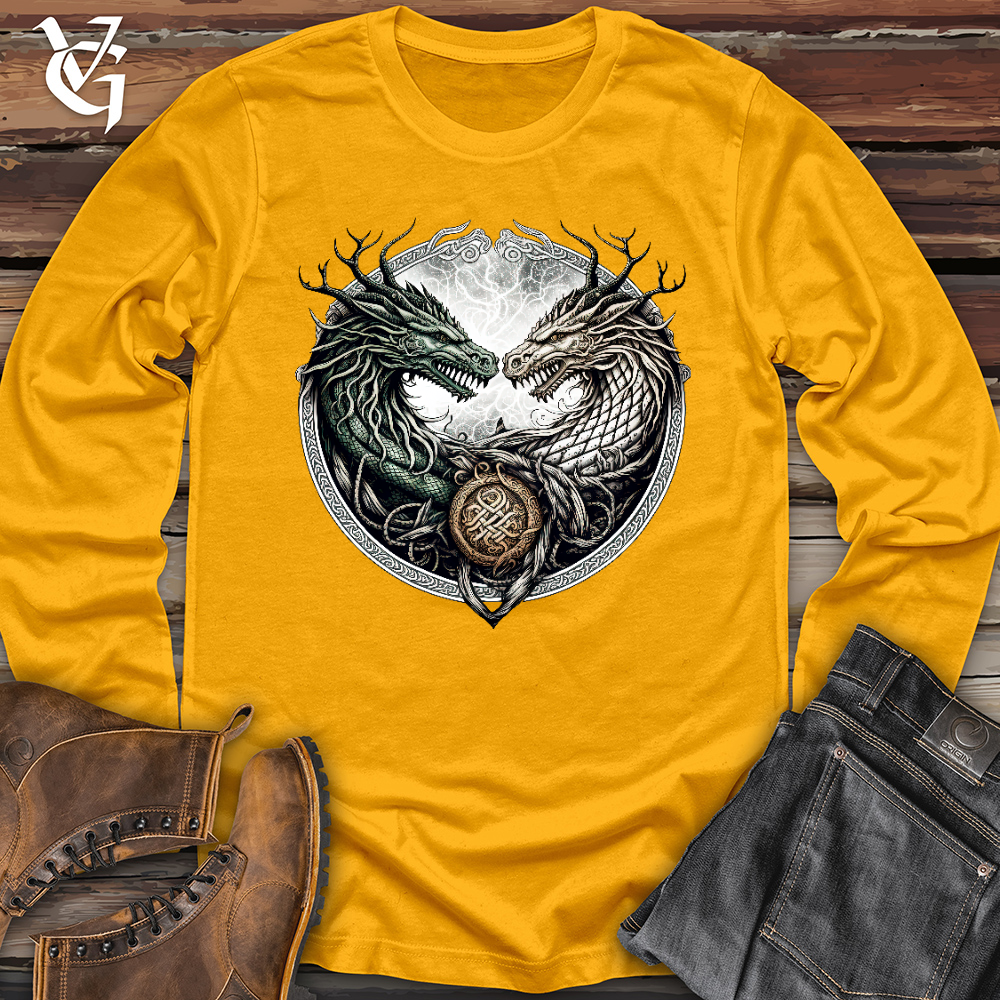 Viking Goods Horned Twin Dragons Long Sleeve Gold / L