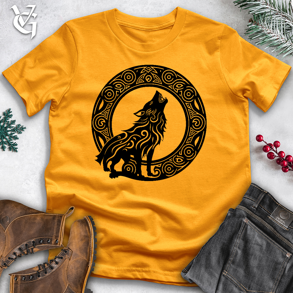 Viking Goods Howling Celtic Wolf Cotton Tee Gold / L