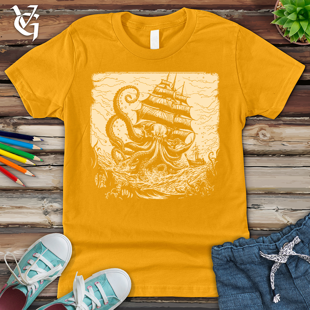 Viking Goods Kraken at Sea Youth Tee Gold / L