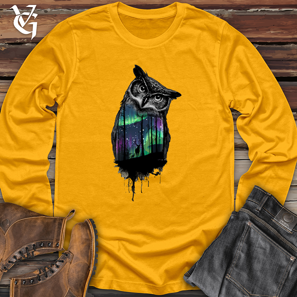 Viking Goods Northern Lights Owl Long Sleeve Gold / L