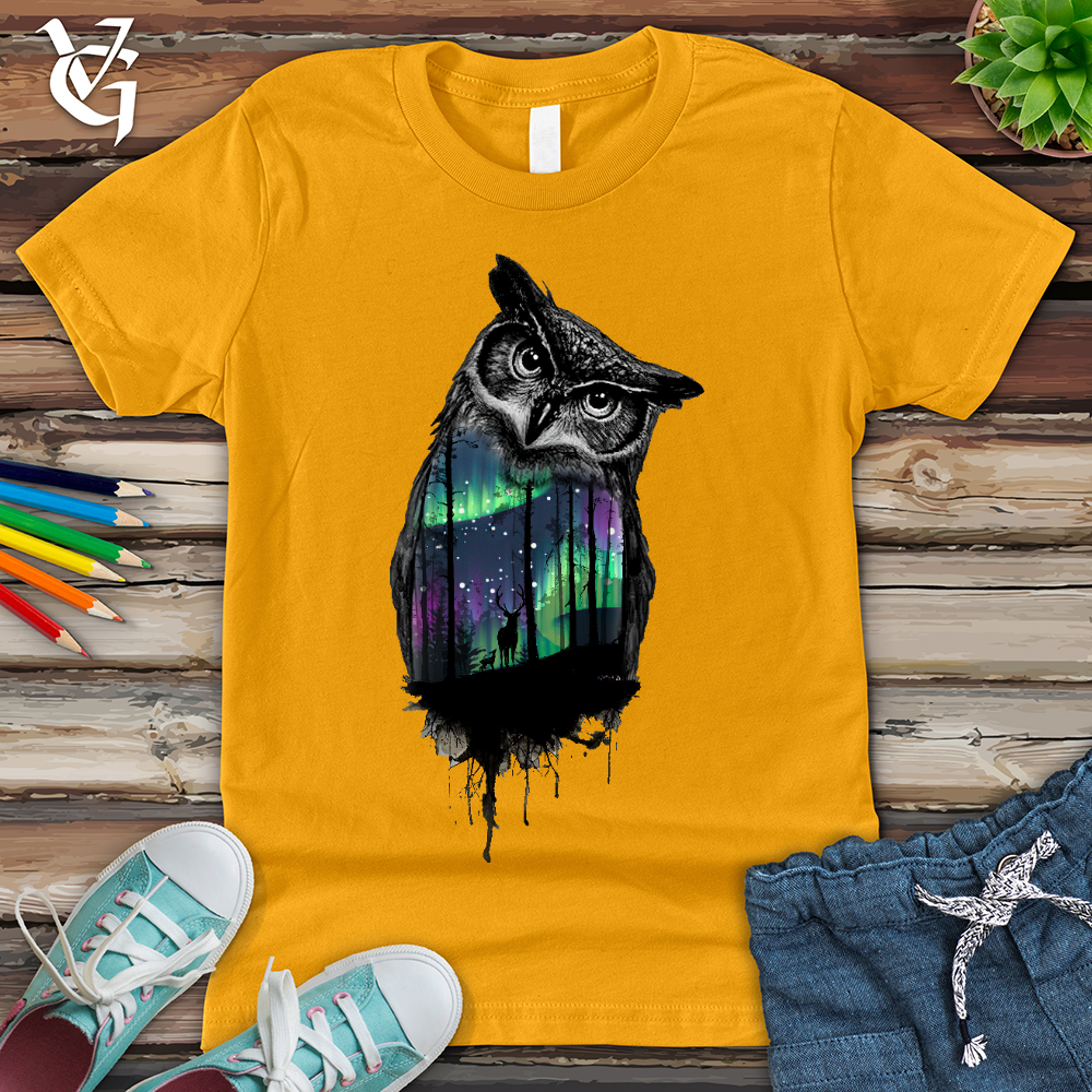 Viking Goods Northern Lights Owl Youth Tee Gold / L