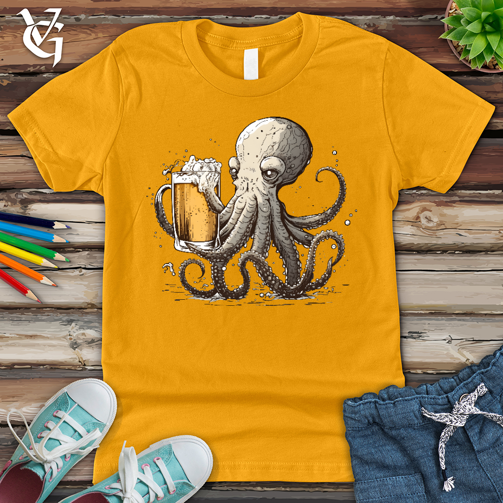 Viking Goods Octopus Happy Hour Youth Tee Gold / L