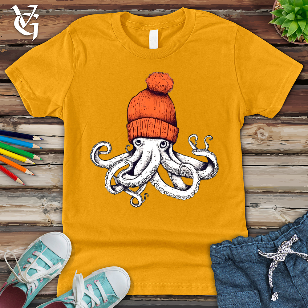 Viking Goods Octopus Orange Beanie Youth Tee Gold / L