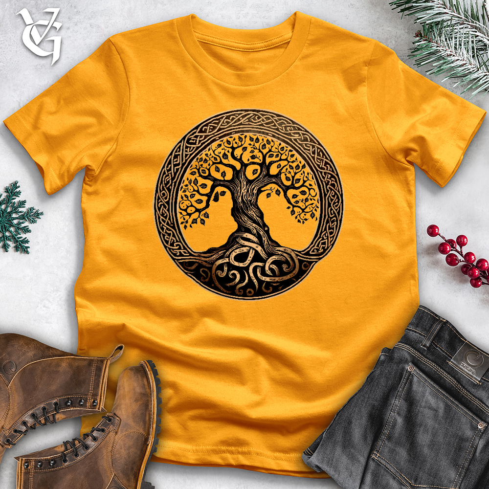 Viking Goods Ornate Golden Tree Of Life Cotton Tee Gold / L