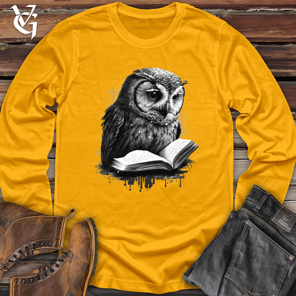 Viking Goods Owl Reading Book Long Sleeve Gold / L