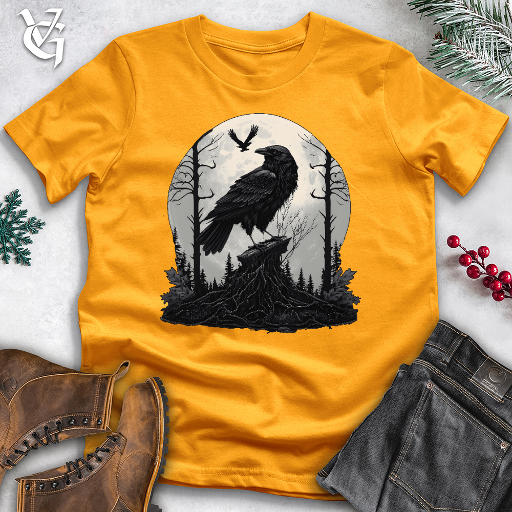 Viking Goods Raven Forest Moon Cotton Tee Gold / L