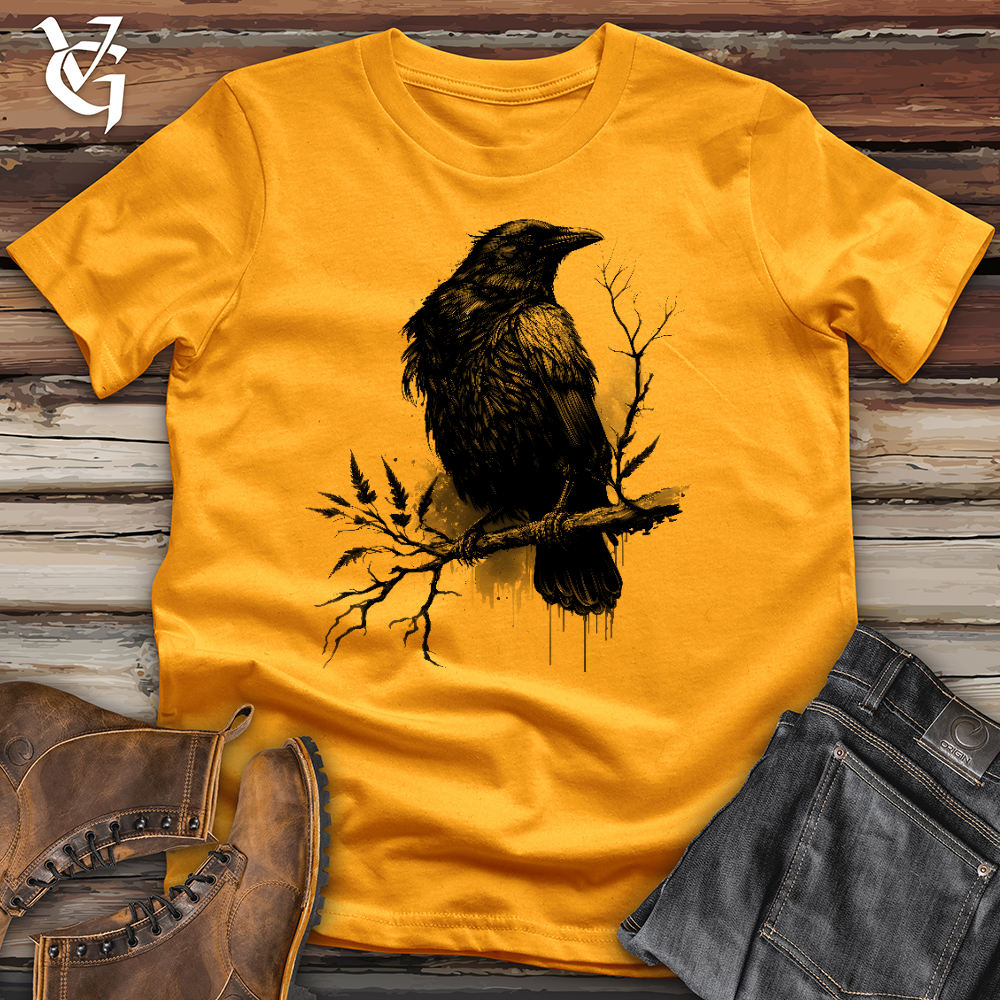 Viking Goods Raven on Branch Cotton Tee Gold / L