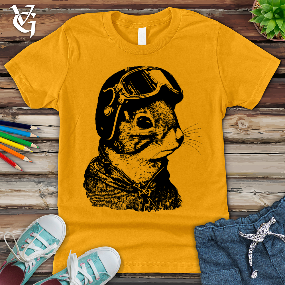 Viking Goods Squirrel Fighter Pilot Youth Tee Gold / L