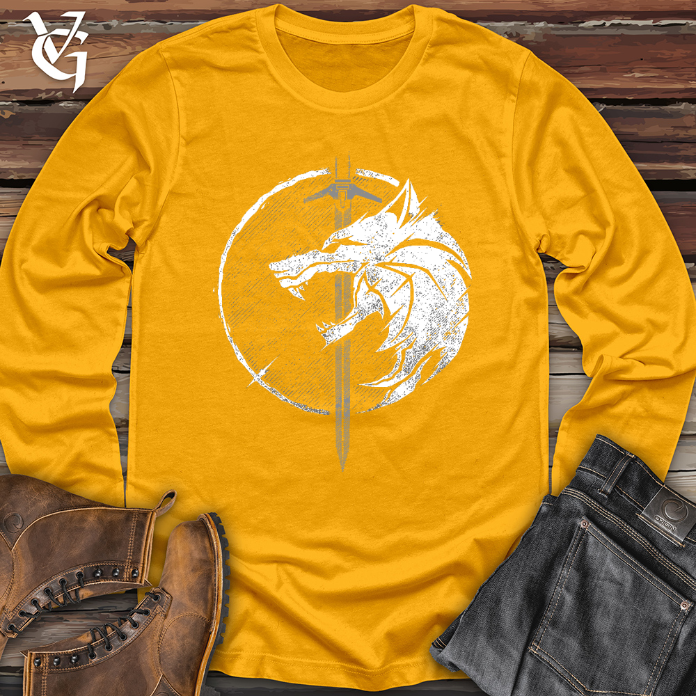 Viking Goods Sword and the Wolf Long Sleeve Gold / L