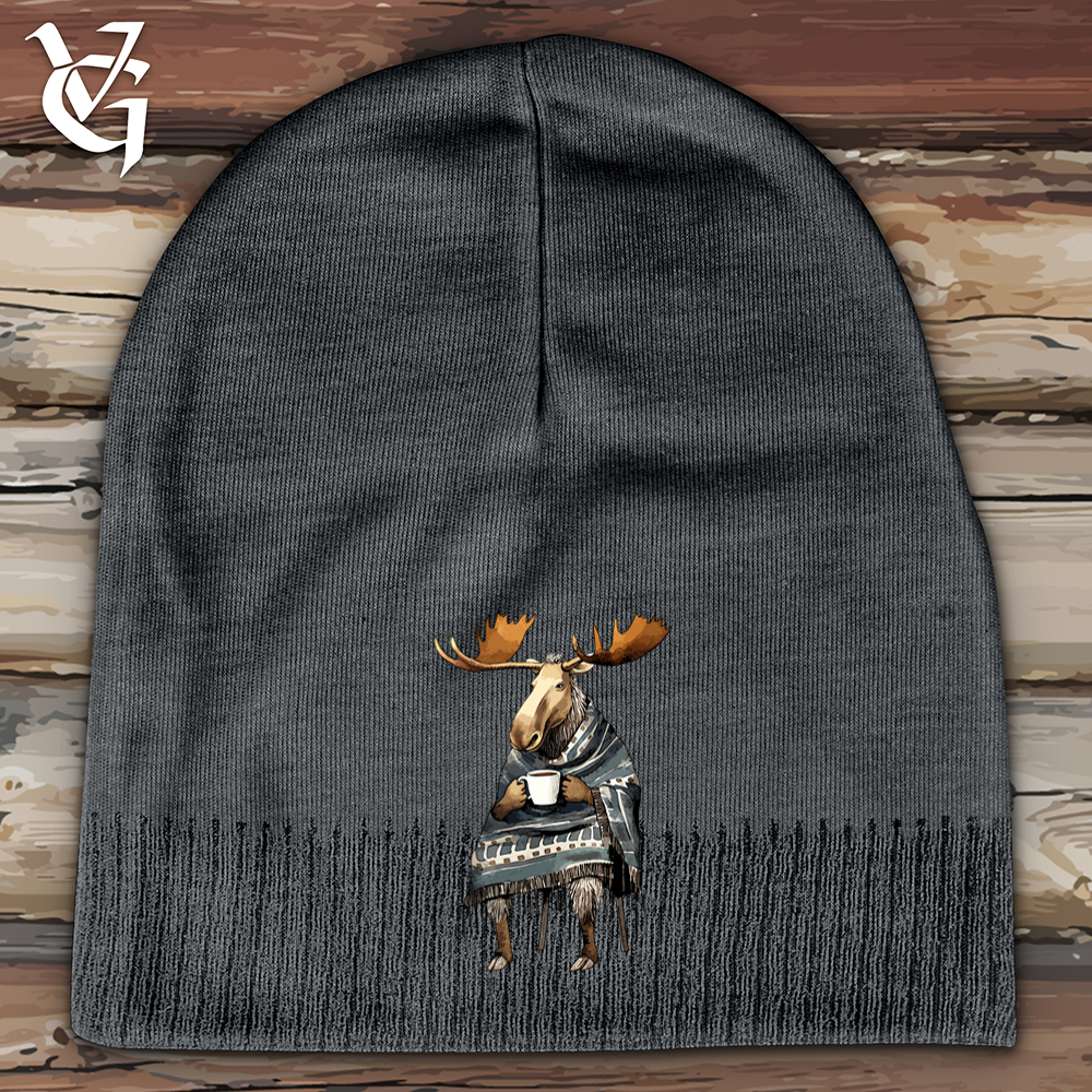 Coffee Drinking Moose Cotton Beanie