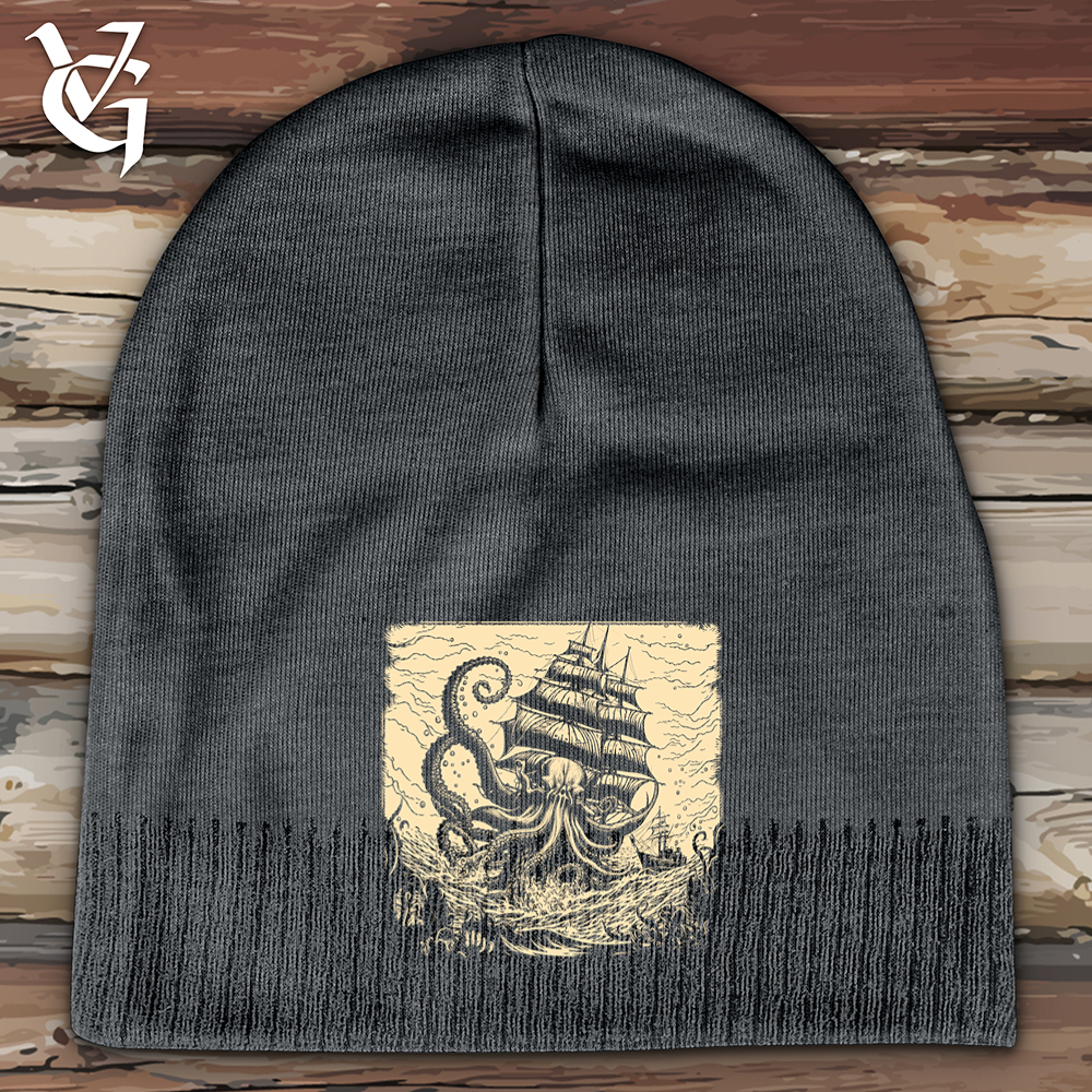 Viking Goods Kraken At Sea Cotton Beanie Black