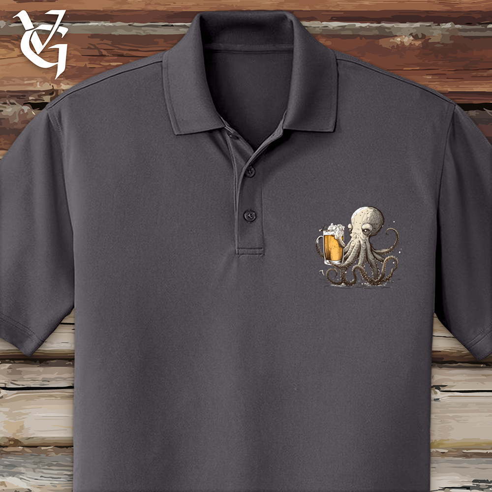 Viking Goods Octopus Happy Hour Polo Graphite / L