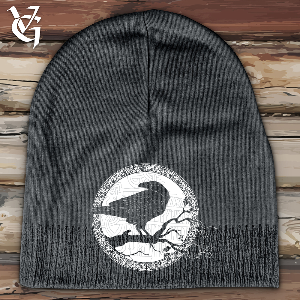 Viking Goods White Winter Raven Beanie Graphite