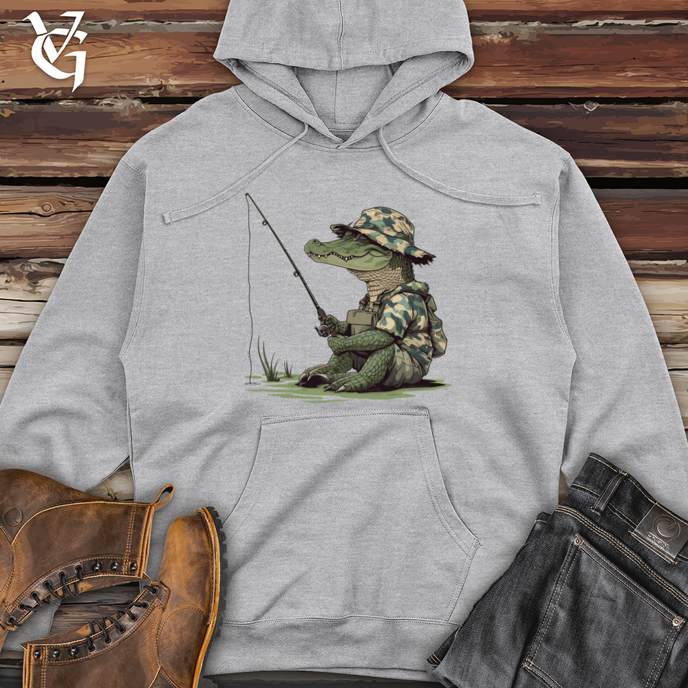Viking Goods Alligator Angler Adventure Midweight Hooded Sweatshirt Grey Heather / L
