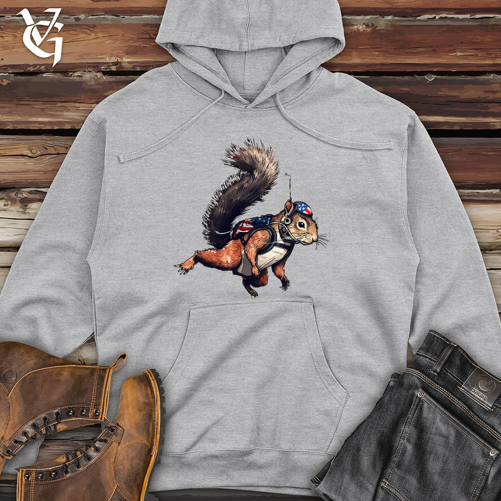 Viking Goods American Skydiving Squirrel Midweight Hooded Sweatshirt Grey Heather / L