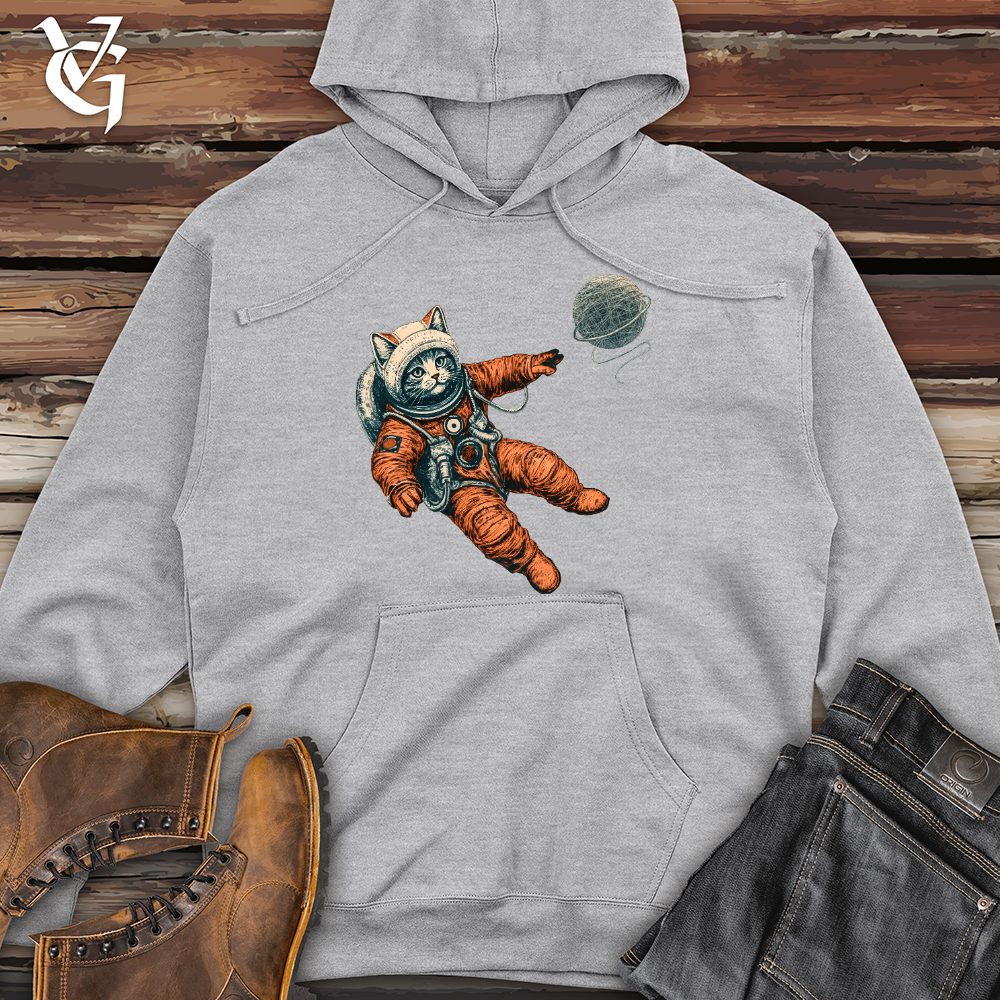 Viking Goods Astronaut Kitty Midweight Hooded Sweatshirt Grey Heather / L
