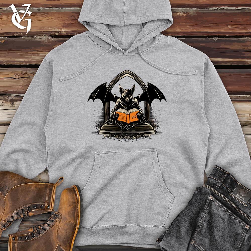 Viking Goods Bat Night Whisper Book Whisper Midweight Hooded Sweatshirt Grey Heather / L