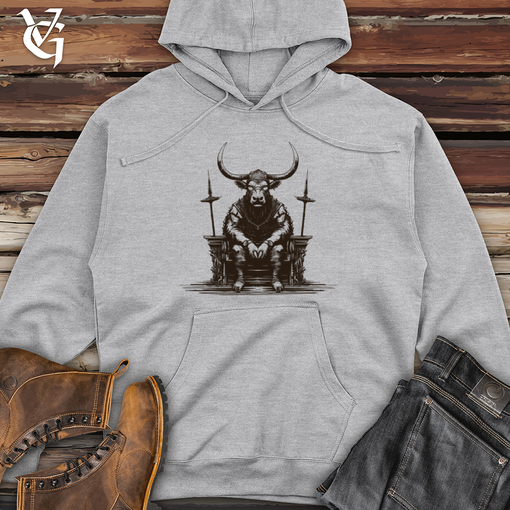 Viking Goods Bull Throne Majesty Midweight Hooded Sweatshirt Grey Heather / L