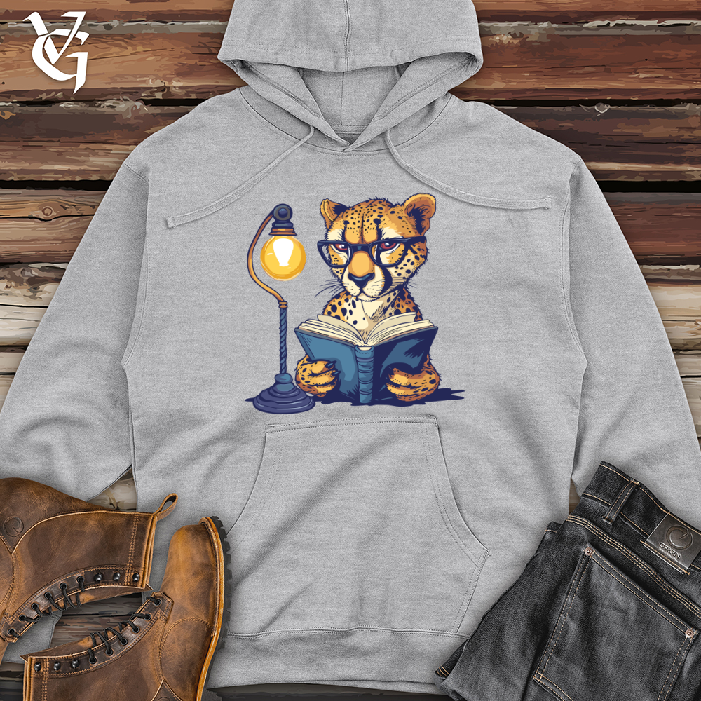 Cheetah Bookworm Study Hoodie Roar with Knowledge Viking Goods Company