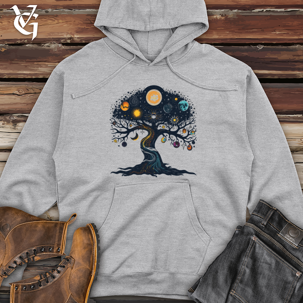 Viking Goods Cosmic Tree Universe Midweight Hooded Sweatshirt Grey Heather / L