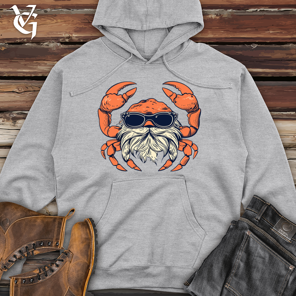 Crab Coastal Hipster Sandy Style Midweight Hooded Sweatshirt