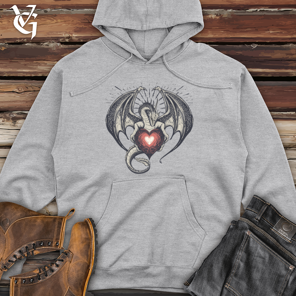 Viking Goods Dragon Heart Embrace Midweight Hooded Sweatshirt Grey Heather / L