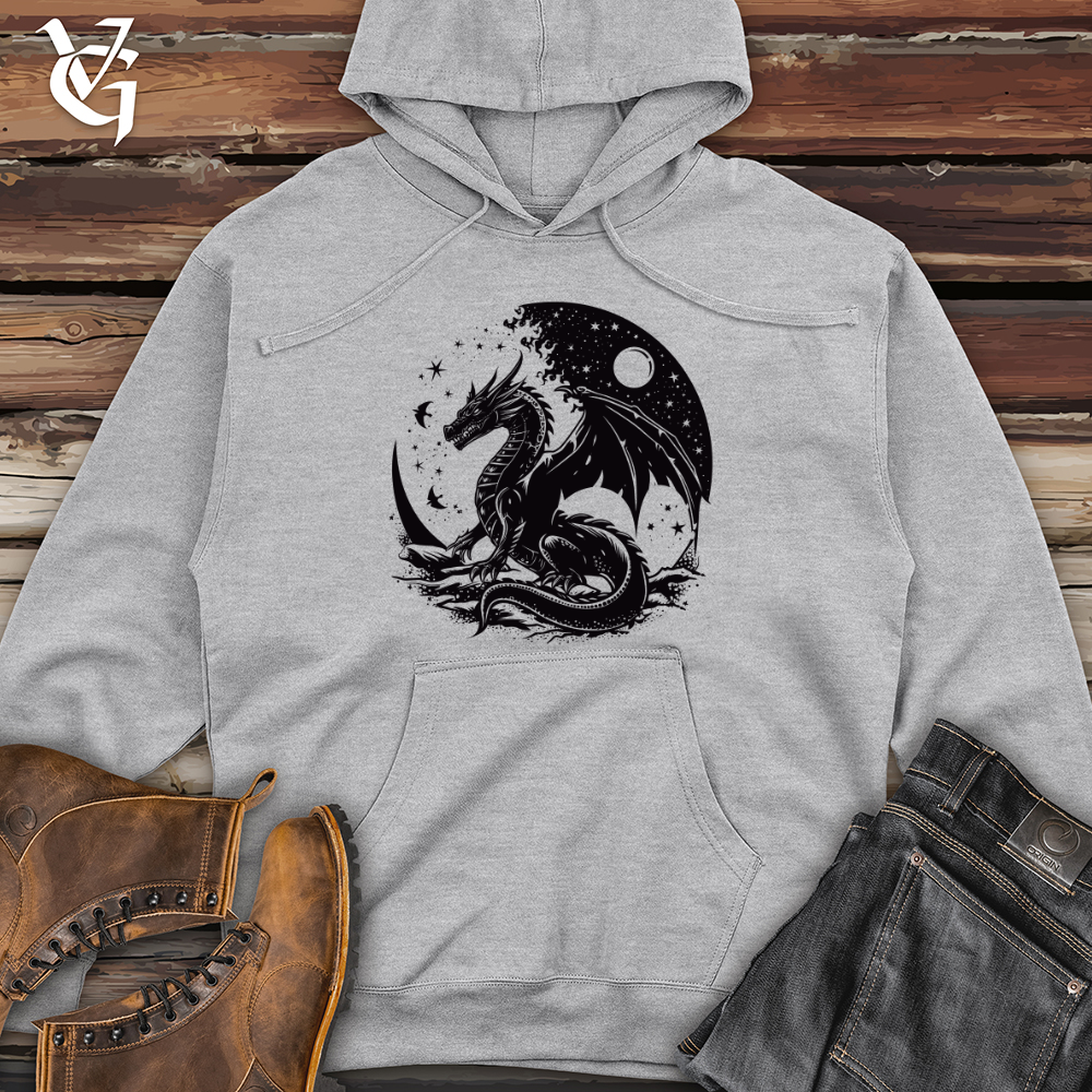 Viking Goods Dragon Night Silhouette Midweight Hooded Sweatshirt Bone / L