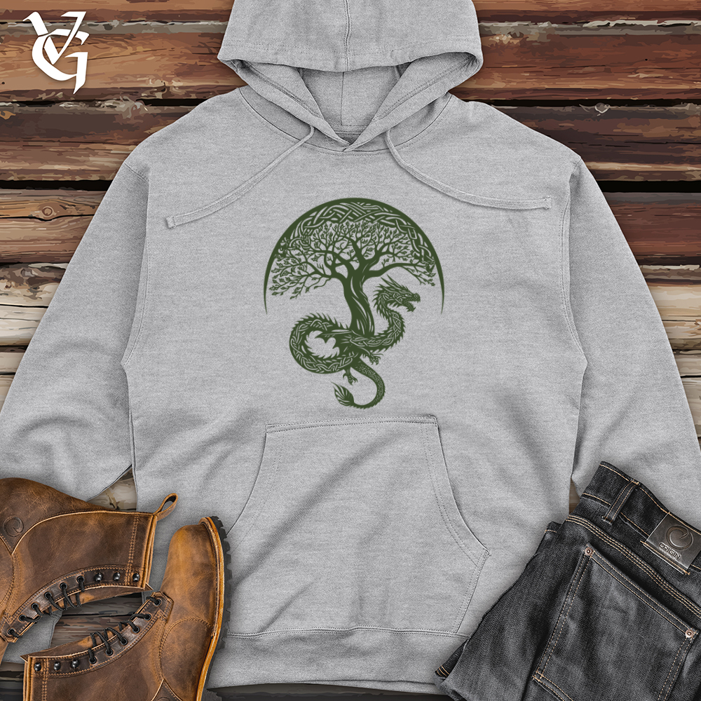 Viking Goods Dragon Tree Silhouette Midweight Hooded Sweatshirt Bone / L