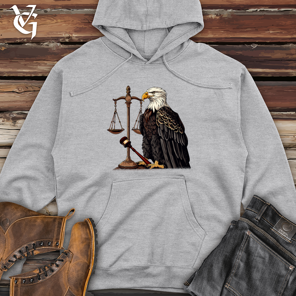 Viking Goods Eagle Justice Emblem Midweight Hooded Sweatshirt Grey Heather / L