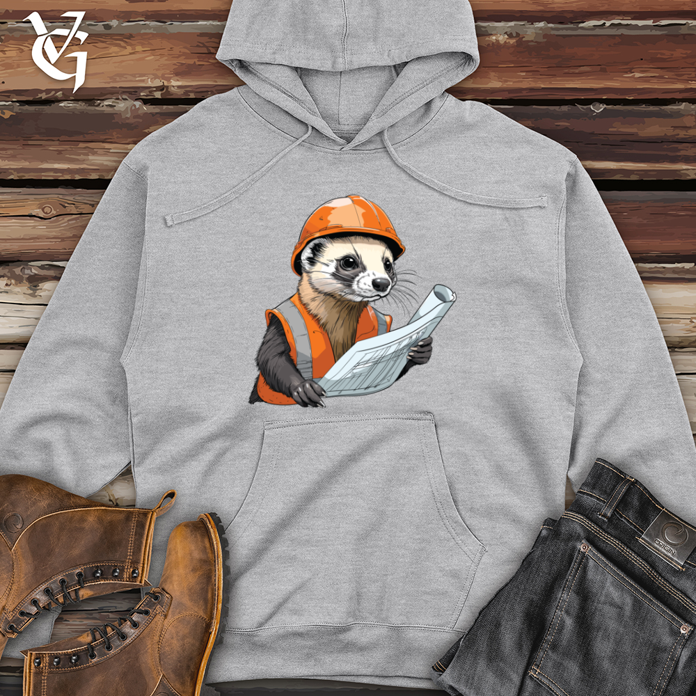 Viking Goods Ferret Engineer Blueprint Midweight Hooded Sweatshirt Grey Heather / L