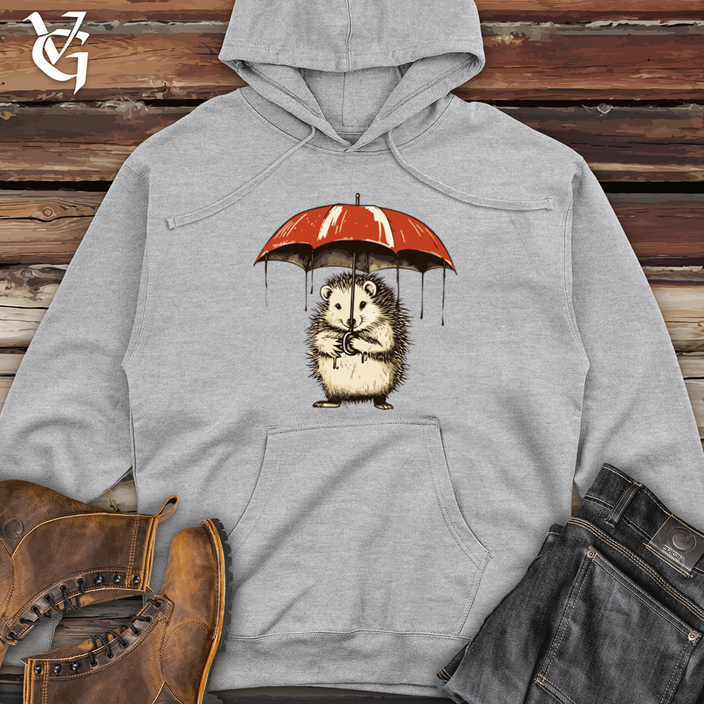 Viking Goods Hedgehog Spiky Umbrella Midweight Hooded Sweatshirt Grey Heather / L