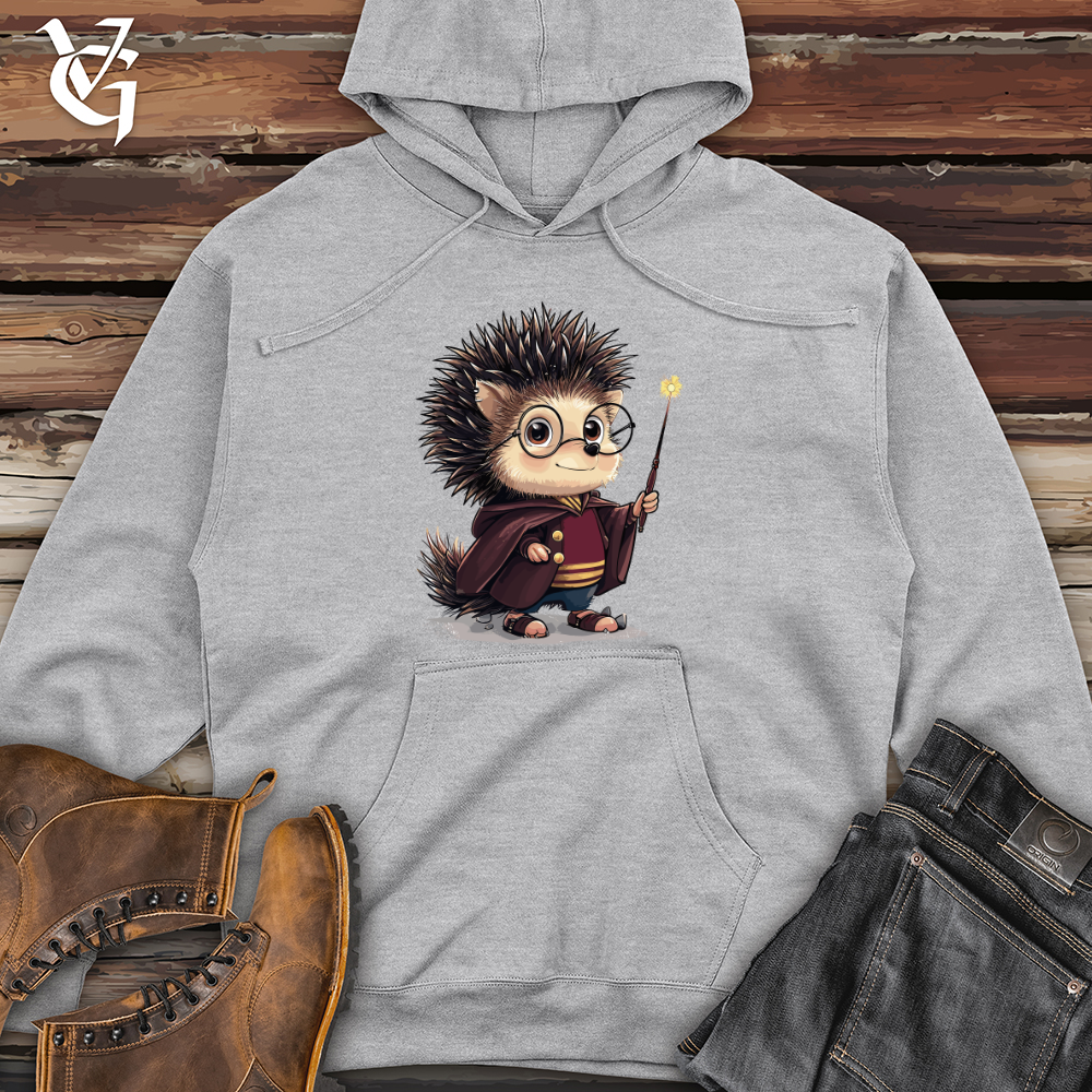 Viking Goods Hedgehog Wizard Charm Midweight Hooded Sweatshirt Grey Heather / L