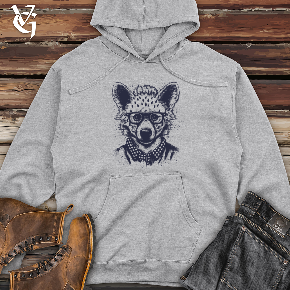 Viking Goods Hyena Wilderness Hipster Wanderlust Midweight Hooded Sweatshirt Grey Heather / L