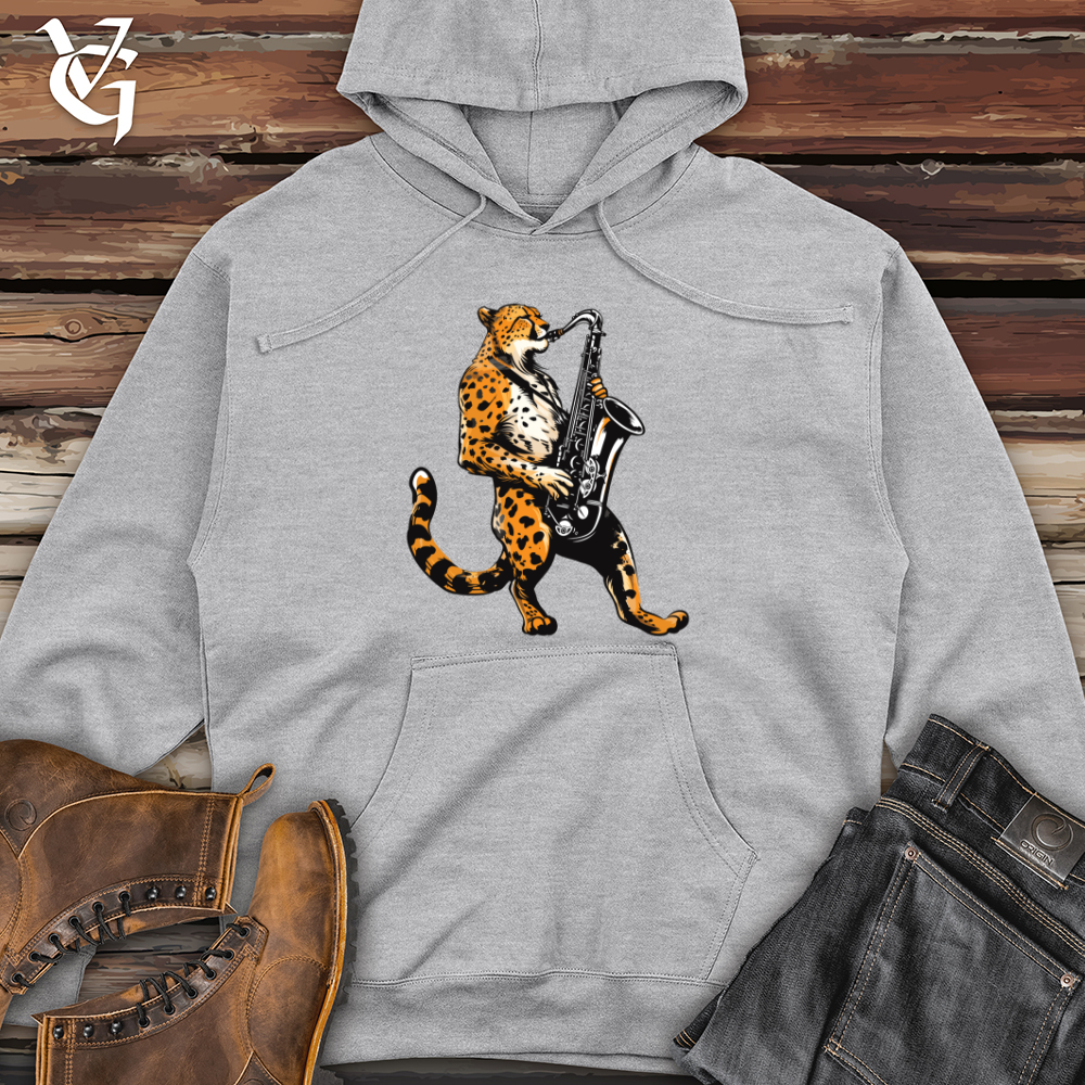 Viking Goods Jazz Cheetah Groove Midweight Hooded Sweatshirt Grey Heather / L
