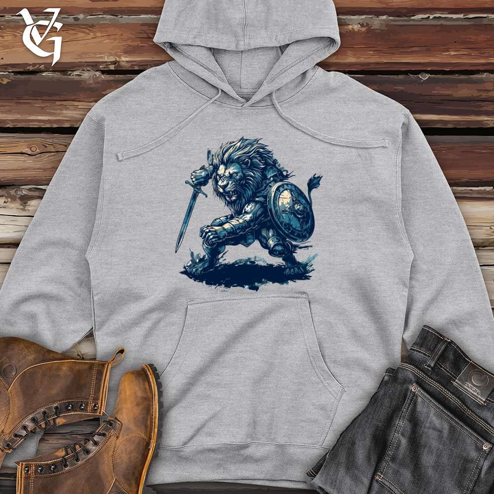 Viking Goods Lion Warrior Charge Midweight Hooded Sweatshirt Grey Heather / L