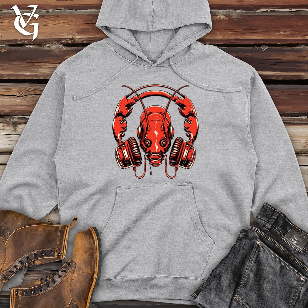 Viking Goods Lobster Ocean Echo Headphone Harmony Midweight Hooded Sweatshirt Grey Heather / L