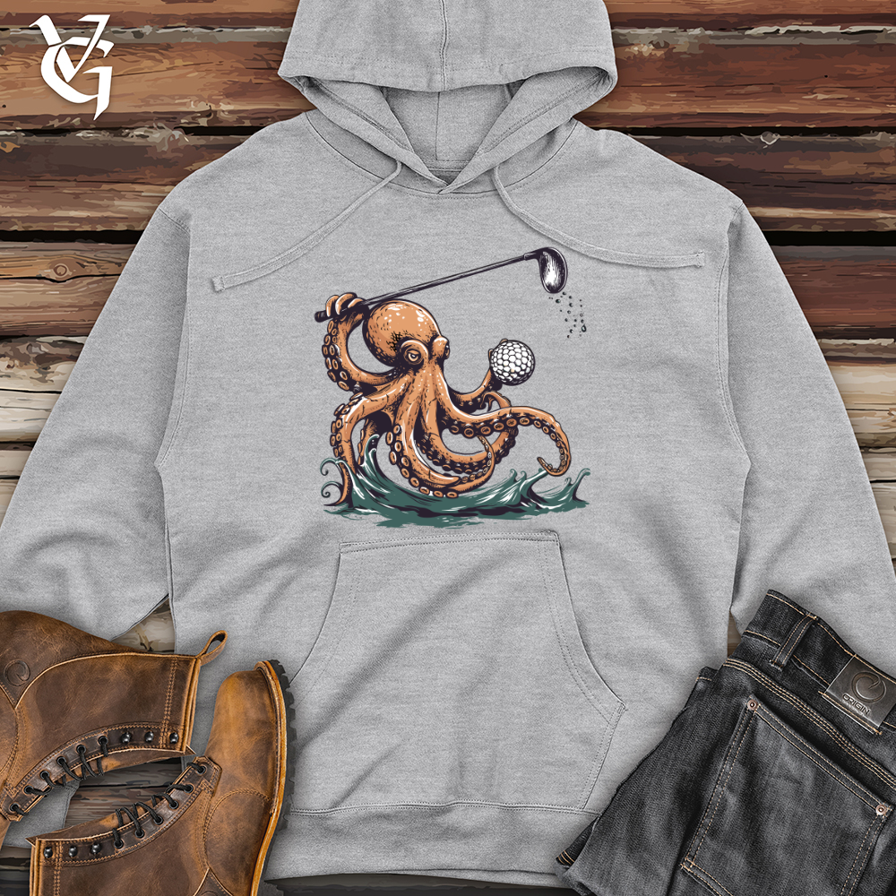 Viking Goods Octopus Golf Swing Midweight Hooded Sweatshirt Grey Heather / L