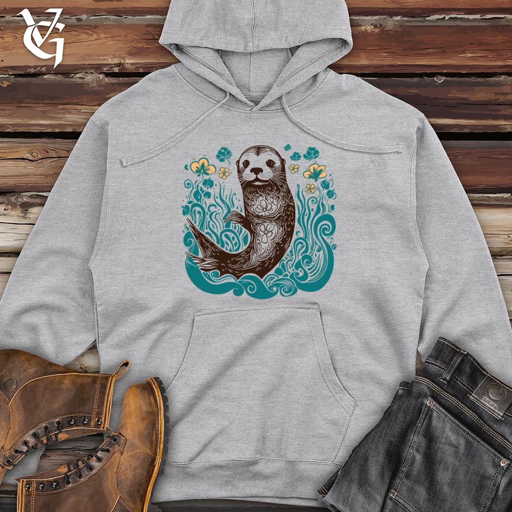 Viking Goods Otter Mermaid Midweight Hooded Sweatshirt Grey Heather / L