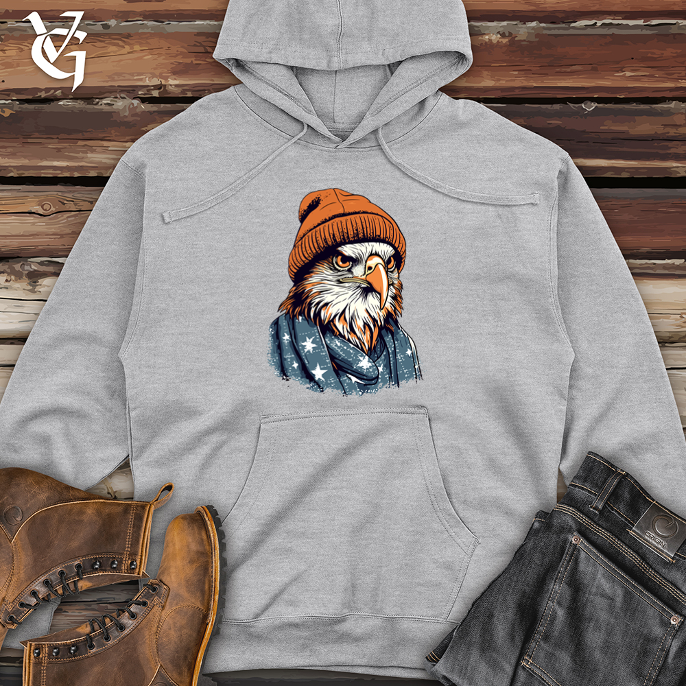 Viking Goods Patriotic Hawk Midweight Hooded Sweatshirt Grey Heather / L